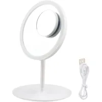 POHOVE Kosmetikspiegel,1X / 5X Beleuchteter Kosmetikspiegel 90°Drehbar,USB Aufladbarer LED Schminkspiegel,Vergrößerungsspiegel Tischspiegel für Schminken und Rasieren,Weiß