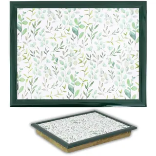 Großes Knietablett mit Kissen im Eukalyptus Design - Knietabletts mit Sitzsackkissen - Gepolsterte Knietabletts Kissen Erwachsene zum Essen, Laptop & mehr von Great British Home