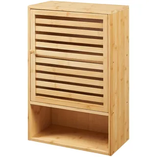[en.casa] Bad-Hängeschrank, Natur, Holz, Bambus Rechteckig, 40x60x20 cm Badezimmer, Badezimmerschränke, Hängeschränke