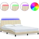 vidaXL Bettgestell ohne Matratze 'hanko' Creme 160x200 cm Stoff