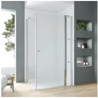 AQUABATOS Eckdusche Duschkabine Eckeinstieg Eckdusche Duschtür Drehtür, BxT: 120x90 cm, 5 mm ESG Sicherheitsglas, Pendeltür Schwingtür 90x70 90x75 90x80 90x90 95x70 95x75 95x80 95x90 100x70 100x75 100x80 100x90 110x70 110x75 110x80 110x90 120x70 120x75 120x80 120x90 cm Höhe: 187 cm mit Seitenwand und Festteil, Wandausgleich von 20 mm auf jeder Seite, mit Duschablagen, Hebe-Senk-Funktion, Magnetverschluss, Klarglas, rahmenlos, Echtglas, Sicherheitsglas 120 cm x 90 cm