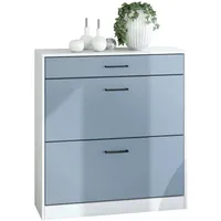 Vladon Schuhschrank, Pastellblau, Holzwerkstoff, 89x95.5x27 cm, Garderobe, Schuhaufbewahrung, Schuhkipper
