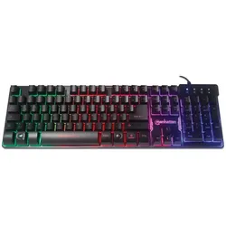 Manhattan Gaming-Tastatur mit LEDs und Metallunterseite - QWERTY Deutsch - schwarz