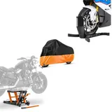 ConStands Motorradheber Set: Hebebühne Mid-lift L + Abdeckplane XXL Motorradheber passend für