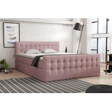 Fun Möbel Boxspringbett Schlafzimmerbett ANKER Deluxe in Stoff inkl. Bettkästen (inkl. Kaltschaumtopper), gepolstertes Fußteil rosa