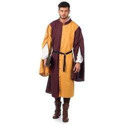 Limit Sport Kostüm Mittelalter Waffenrock braun-beige, Zweifarbiges Obergewand für mittelalterliche Charaktere orange L