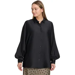 Satinbluse VERA MONT "Vera Mont Satin-Bluse mit Kragen", Damen, Gr. 40, schwarz, Obermaterial: 100% Polyester., elegant, oversize normal, Rundhals, Blusen