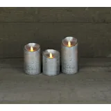 coen bakker 3er Set LED Echtwachskerze 10 cm 12,5 cm 15 cm silber
