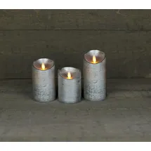 coen bakker 3er Set LED Echtwachskerze 10 cm 12,5 cm 15 cm silber