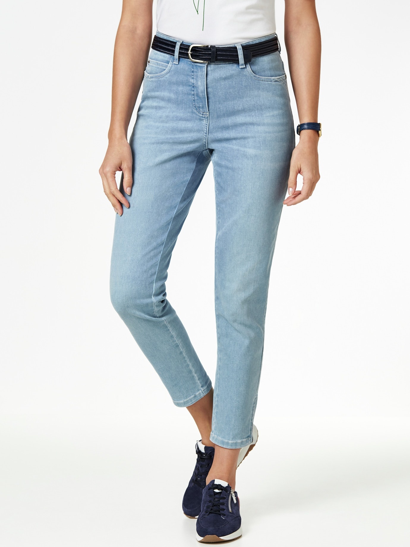 Walbusch Damen 7/8 Jeans Bestform einfarbig Medium Blue 36