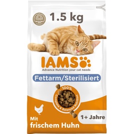 Iams Sterilised Katzenfutter trocken mit Huhn - Trockenfutter für sterilisierte / kastrierte Katzen ab 1 Jahr, 1,5 kg