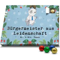 Mr. & Mrs. Panda Schoko Adventskalender Bürgermeister Leidenschaft - Blau Pastell - Geschenk, Amtseinführung, Bürgermeisterwahl, Gemeinde, Jubil... - Blau