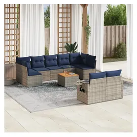 vidaXL Gartensofa-Set 10-tlg. grau Polyrattan