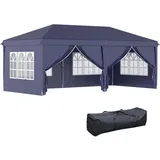 Outsunny Pavillon mit Seitenwänden blau 585L x 295B x 270H cm