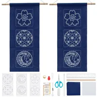 WEBEEDY 2 Set DIY Sashiko Wandbehang Dekor Kirschblüten Thema Sashiko Kit Japanisches Traditionelles Stickprojekt Mit Sashiko Muster Vorlage Und Anleitung Für Anfänger