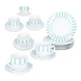 Mambocat Split Kaffeeservice 18-tlg. türkis gestreift