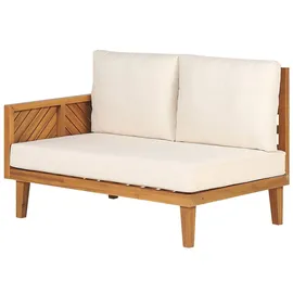 Beliani Lounge Set Hellbraun Akazienholz 4-teilig für 4 Personen mit Auflagen Hellbeige Stoff Couchtisch Ecksofa Outdoor Garten Terrasse Ausstattung