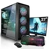 SYSTEMTREFF Gaming Komplett PC Set AMD Ryzen 5 5500 6x4.2GHz | Nvidia RTX 5050 8GB | 512GB M.2 NVMe | 16GB DDR4 RAM | Windows 11 | 27 TFT Monitor | Desktop Paket Computer für Gamer, Gaming