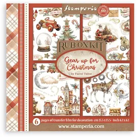 Stamperia - Rub-on for Scrapbooks, Albums, Cards, Bullet Journals, and More, Easily Transfer Images onto Paper and Other Surfaces, Perfect for Crafts and Gifting (Gear Up for Christmas, Assortment)