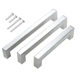Stahlia 10 x Möbelgriffe Chrom glänzend Lochabstand 224mm Edelstahl Schrankgriffe Küchengriffe Schrankgriffe Stangengriffe eckig Wohnzimmer Möbel Bad Möbel Schrank Profil: 15x15mm inkl. Schrauben