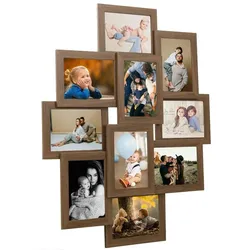 vidaXL Collage Bilderrahmen für 10x(10x15 cm) Fotos Hellbraun MDF