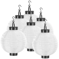 Lunartec 6er-Set Solar-LED-Lampion, Dämmerungs-Sensor, IP44, warmweiß, 20 cm Ø