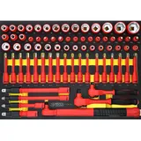 KS Tools 3/8"+1/2" Isolierter Steckschlüssel-Satz mit Drehmomentschlüssel in Schaumstoffeinlage, 72-tlg