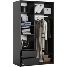 masseno Schwebetürenschrank VARO 120 x 205 x 60 cm Schwarz