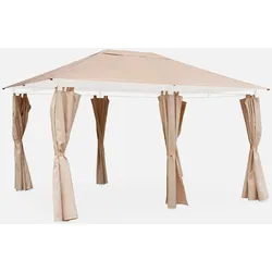 Komplettes Set Dachtuch und Vorhänge beige für Pergola 3x4m Divio - Pergola Ersatztuch und Vorhänge