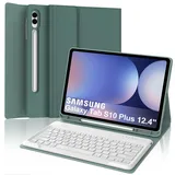 IVEOPPE Tastatur für Samsung Galaxy Tab S10+/S9FE+/S9+, Hülle Tastatur Kompatibel mit Samsung Galaxy Tab S9/S9FE/S10 Plus 12.4 Zoll 2023/2024, Bluetooth Magnetisch mit QWERTZ Layout, Dunkelgrün