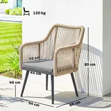 Outsunny Gartenstuhl 2er Set Gartenstuhl 54 x 65 x 80 cm grau/silber wetterfest mit Armlehne