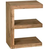 KADIMA DESIGN Beistelltisch Beige, Holz, Echtholz,Akazie, Dreieckig, 45x60x30 cm, Wohnzimmer, Wohnzimmertische, Beistelltische