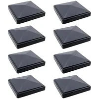 Semetall Pfostenkappen aus Metall, 12,7 x 12,7 cm, Pyramiden-Pfostenkappen für Zäune, Decks oder Korridore, Schwarz, 8 Stück