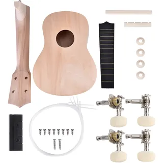 Wisecoco Konzert Ukulele, 21 Zoll DIY Ukulele Linde 4 Saiten Ukelele DIY Kit Instrument Zubehör, Ukulele Kann Als Geschenk Bemalt Werden