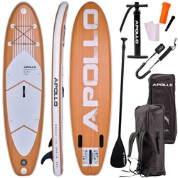 Apollo Inflatable SUP-Board Aufblasbares Stand Up Paddle Board SUP - Wood, aufblasbar weiß