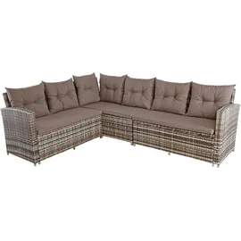Estexo Polyrattan Sitzgruppe Essgruppe Gartenmöbel Lounge Gartengarnitur Beige-Braun
