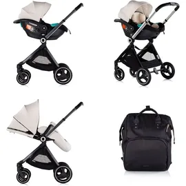 Chipolino Kinderwagen Elite 3 in 1 i-Size Babyschale Sportsitz Babywanne Tasche beige - Beige