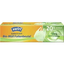 Swirl® Bio-Müll Folienbeutel 4006508193394 , 1 Packung = 6 Beutel mit Tragegriff, 20 l