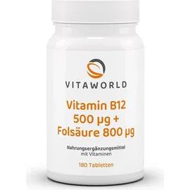 Vitamin B12 500 µg + Folsäure 800 µg Tabletten 180 St.