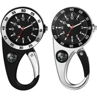 Avaner Taschenuhr mit Karabiner Karabineruhr Rucksack Schnalle Uhr mit Leuchtzeiger Notfall Kleine Taschenlampe Unisex FOB Analog Quarzwerk Uhr für Klettern Sport Outdoor Aktivitäten, Silber Schwarz