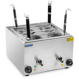 Royal Catering RCNK-4 Elektrischer Pastakocher (4 l, 4 Körbe, 2 x 1500 W, 230 V, Ablaufhahn, Edelstahl)