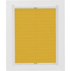 Dachfensterplissee SUNLINES "Young Style Energy Saving", gelb (senfgelb, weiß), B:117,40cm H:115,90cm, Obermaterial: 100% Polyester, Plissees, mit Energiespareffekt, mit Führungsschienen