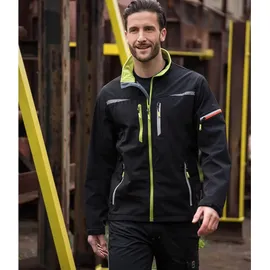 Terrax Workwear Herren Arbeitsjacke Softshelljacke - Zweifarbige Berufsjacke mit vielen Taschen in Schwarz-Limette Größe 3XL - 3XL