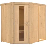 Karibu Sauna Saja - 68 mm Systemsauna - 230 Volt Plug & Play-Ohne Ofen-Ohne Dachkranz- Energiesparende Saunatür