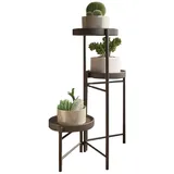 GarveeMore Blumenständer Neu Metall-Pflanzenständer Zusammenklappbares mehrstufiges Blumenregal, Kleine Topfpflanzen-Treppe Display-Regal Mit abnehmbaren Tabletts schwarz