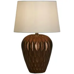 Licht-Erlebnisse Tischleuchte TELFETTA Bronze Weiß Harz Leinen 1x E27 bis 60W LE120941