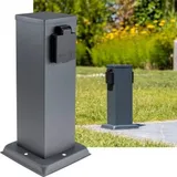 ChiliTec Steckdosensäule 2-Fach IP44 Anthrazit250V / 16A, 13x13x27cm