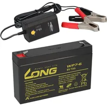 KungLong AGM BLEI AKKU BATTERIE 6V 7Ah kompatibel für USV BLEIGEL GEL 7,2Ah + LADEGERÄT