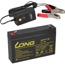KungLong AGM BLEI AKKU BATTERIE 6V 7Ah kompatibel für USV BLEIGEL GEL 7,2Ah + LADEGERÄT