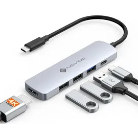 NOVOO USB C Hub USB C Adapter mit 4K HDMI, 100W PD, 3 USB A Datenports 5Gbps USB C Dock Multiport Adapter für iPhone 15/15 Pro,MacBook Pro/Air M1 M2, iPad Pro,Surface,XPS,Thinkpad, Galaxy, und mehr